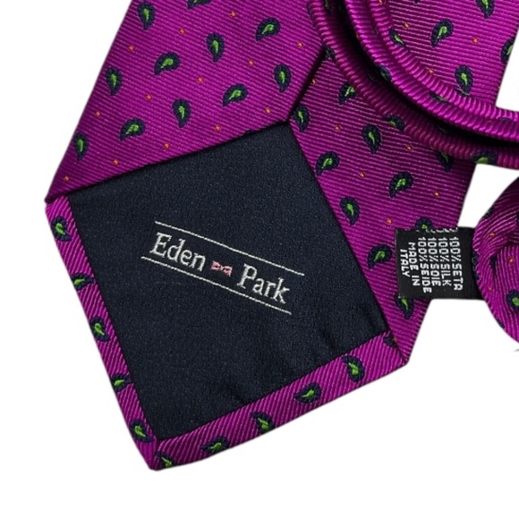 EDEN PARK Purple Paisley Silk LUXURY Tie ITALY - Picture 3 of 5